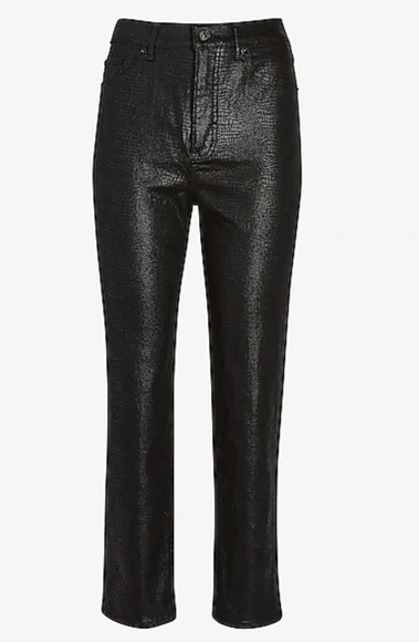 Express Super High Rise Mom Jeans Coated Reptile Print Size 8 Short - Picture 1 of 8